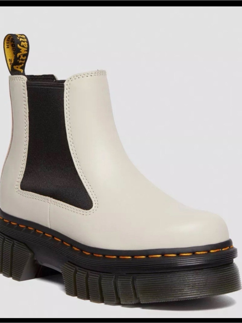 Dr. Martens Cream Chelsea Lug Boot with Black Elastic